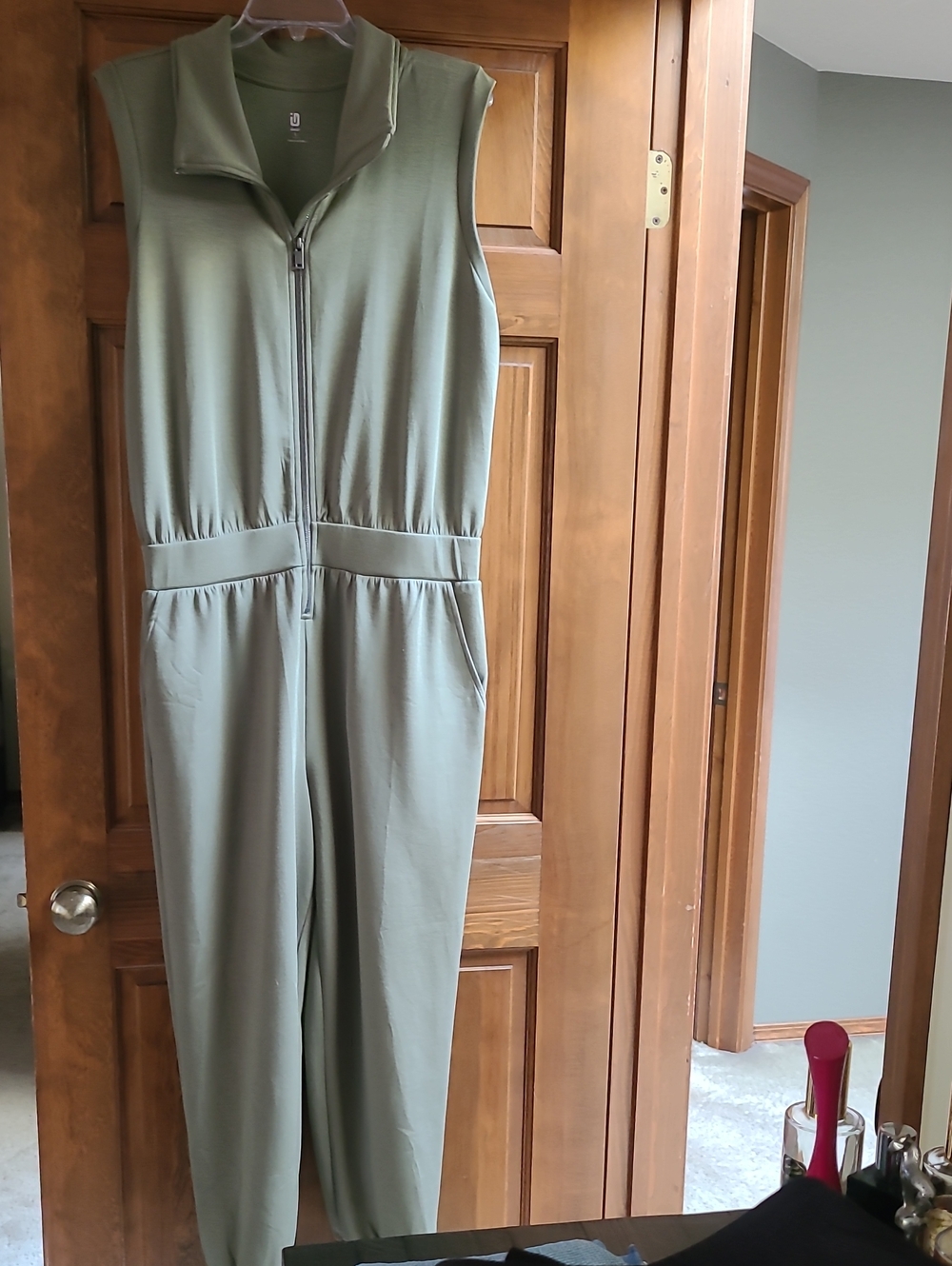 Ideology Sleeveless Zip-Front Jumpsuit in Sage, L